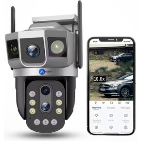 Supercam 10X Optical Zoom 5MP+5MP Smart Wi-fi CCTV Camera for Home with Triple Screen View, 360° View, Color Night Vision, Two-Way Communication, IR Distance 20Mtr