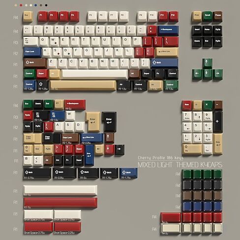 JSJT PC شفافة مفتاح set-7 ألوان خمر مختلطة الضوء على مفاتيح ، 186 مفتاح ملونة مفتاح الكرز مفتاح مناسبة لتبديل الكرز MX مفاتيح مفاتيح مفاتيح المفاتيح in Kuwait