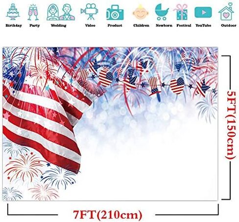 Cylyh 7x5ft American Flag Backdrop Backdrop Backdrop 4th of July Party Independence Day Banner D528 in Kuwait