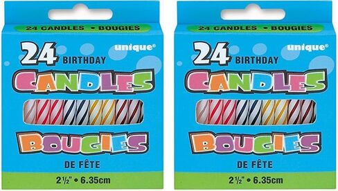 Multicolor Spiral Birthday Candles - 24 Count, 2.5'' - Festive Celebration Cake Toppers, Vibrant Party Decorations, Fun and Safe for All Ages in Saudi Arabia
