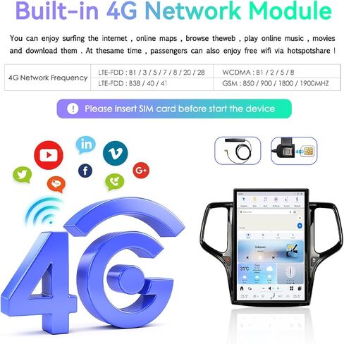 14.4 بوصة 8+128GB شاشة Tesla شاشة Android 13 وحدة راديو CAR لجيب GEEP GRAND Cherokee Multimedia Stereo Wireless Carplay ، GPS Mavigation ، وظائف OEM (سنة 2014-2023 ، أسود) in Kuwait