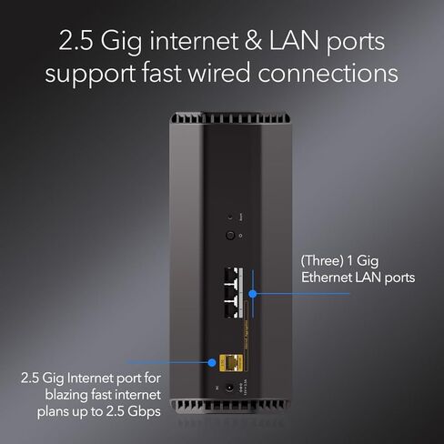 Netgear Nighthawk Dual -Band WiFi 7 Router (RS140) - ميزات الأمان ، BE5000 سرعة لاسلكية (تصل إلى 5.0 جيجابت في الثانية) - تغطي ما يصل إلى 2،250 قدم مربع و 80 جهازًا - 2.5 جهاز إنترنت أزعج أزعج in Kuwait