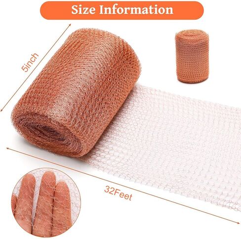 Coolrunner Copper Mesh Roll, 5 Inch X 50 Feet Copper Mesh Rodent Control, Copper Wire Mesh Sturdy and Durable, Copper Fill Fabric Perfect for Hole Blocking, Gardens and Houses in Saudi Arabia