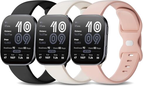 3 Pack Watch Bands Compatible with Amazfit Bip 6/Bip 5/Active Max/Bip Max/Balance 2/Balance,22mm Soft Silicone Replacement Sports Strap for Amazfit GTR 4/3 Pro/3/2/Cheetah Women Men in Saudi Arabia