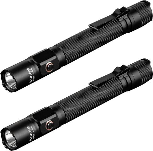 KunHe Ares 2 Pack Upgraded 350 Lumens Pen Flashlight Powered by 2 AA Batteries 3 Modes with Memory Functon Waterproof Super Bright Small Flash Light for Inspection Work Repair in Saudi Arabia