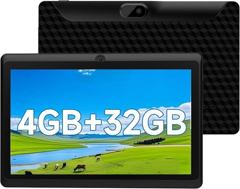 أحدث الأجهزة اللوحية Android 12، أجهزة لوحية مقاس 7 بوصات، 4 جيجابايت + 32 جيجابايت / 1 تيرابايت قابلة للتوسيع، 2.4G + 5G + Wi-Fi 6، كاميرا مزدوجة، 3000 مللي أمبير، BT، GMS، الألعاب، العمل (أسود) in Kuwait