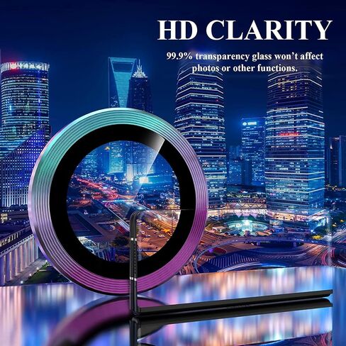 2 Sets Camera Lens Protector for Samsung Galaxy Z Fold 6 5G, 9H Tempered Glass Camera Cover Screen Protector 3D Metal Individual Ring [Case Friendly] [Installation Tray] - Multi-Color in Kuwait