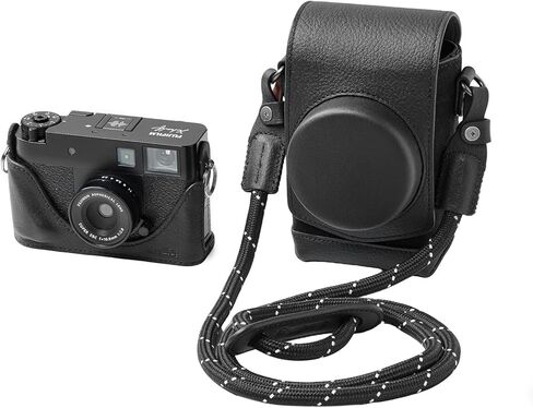 مجموعة علبة جلدية صغيرة لـ Fujifilm X Half ، حقيبة حمل كاملة على الطراز الرجعية مع علبة نصف جلدية ، وجيب بطاقات مدمج ، محمول وحماية بحزام الكتف المنسوج (الأسود)-5219 in Kuwait
