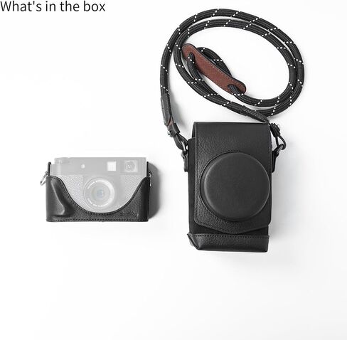 مجموعة علبة جلدية صغيرة لـ Fujifilm X Half ، حقيبة حمل كاملة على الطراز الرجعية مع علبة نصف جلدية ، وجيب بطاقات مدمج ، محمول وحماية بحزام الكتف المنسوج (الأسود)-5219 in Kuwait