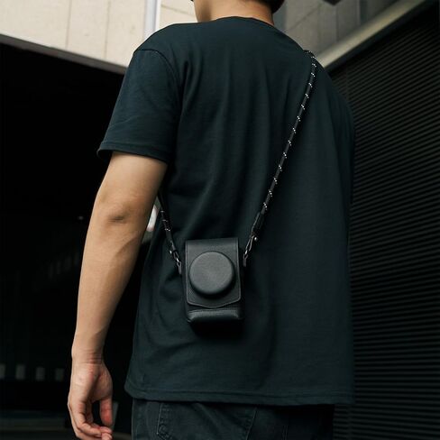 مجموعة علبة جلدية صغيرة لـ Fujifilm X Half ، حقيبة حمل كاملة على الطراز الرجعية مع علبة نصف جلدية ، وجيب بطاقات مدمج ، محمول وحماية بحزام الكتف المنسوج (الأسود)-5219 in Kuwait