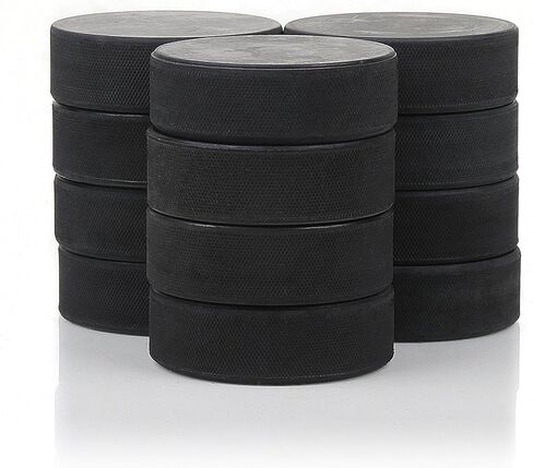 Howies Hockey Pucks Bulk - 4 Hockey Pucks per Case - Official 6 oz. Standard Size and Weight for Game and Practice. Great for Pond or Rink. Multi-Use Durable Rubber Discs/Pads Sample Roll Included in Saudi Arabia