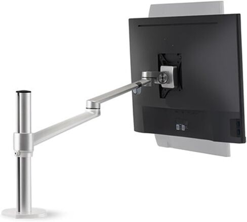 OL-1 10-32" Aluminum Double Arm Monitor Desktop Stand Single Screen Table Holder Computer Mount 360 Rotate Clamp Grommet Base(Silver) in Saudi Arabia