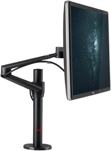 OL-1 10-32" Aluminum Double Arm Monitor Desktop Stand Single Screen Table Holder Computer Mount 360 Rotate Clamp Grommet Base(Silver) in Saudi Arabia