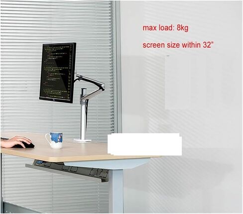 OL-1 10-32" Aluminum Double Arm Monitor Desktop Stand Single Screen Table Holder Computer Mount 360 Rotate Clamp Grommet Base(Silver) in Saudi Arabia