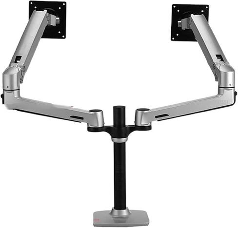 DL-8012II-D Aluminum Clamp 17-38" Double LCD Monitor Bracket Table Holder Mechanical Spring Arm Notebook 2 Arms 3-11KG(3-11kg 300mm Silver) in Saudi Arabia