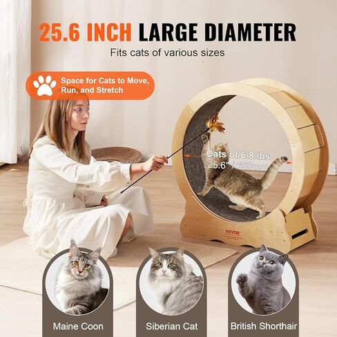 VEVOR Cat Exercise Wheel for Indoor Cats, 35.8 inch Cat Treadmill Wheel Exerciser, Cat Running Wheel for Cat's Weight Loss and Health in Saudi Arabia