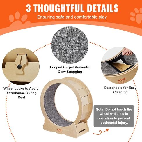 VEVOR Cat Exercise Wheel for Indoor Cats, 35.8 inch Cat Treadmill Wheel Exerciser, Cat Running Wheel for Cat's Weight Loss and Health in Saudi Arabia