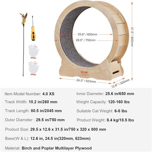 VEVOR Cat Exercise Wheel for Indoor Cats, 35.8 inch Cat Treadmill Wheel Exerciser, Cat Running Wheel for Cat's Weight Loss and Health in Saudi Arabia