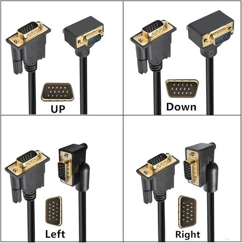 Cable Male to Male Female Extension Cable 90 Degree Up Down Left Right Angled Cord 0.5M 1M 1080P Full HD Computer Monitor TV(VGA M-F Up Angled,1.5m) in Saudi Arabia