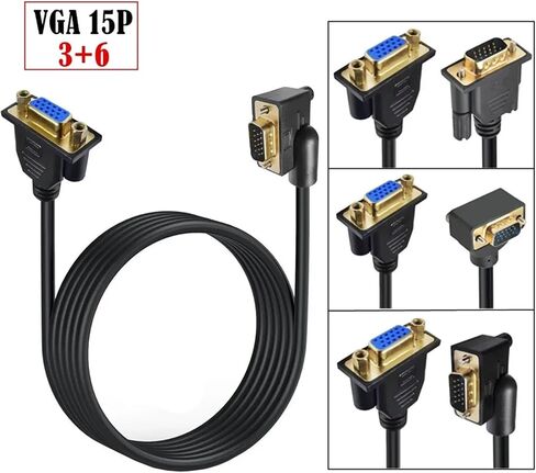 Cable Male to Male Female Extension Cable 90 Degree Up Down Left Right Angled Cord 0.5M 1M 1080P Full HD Computer Monitor TV(VGA M-F Up Angled,1.5m) in Saudi Arabia