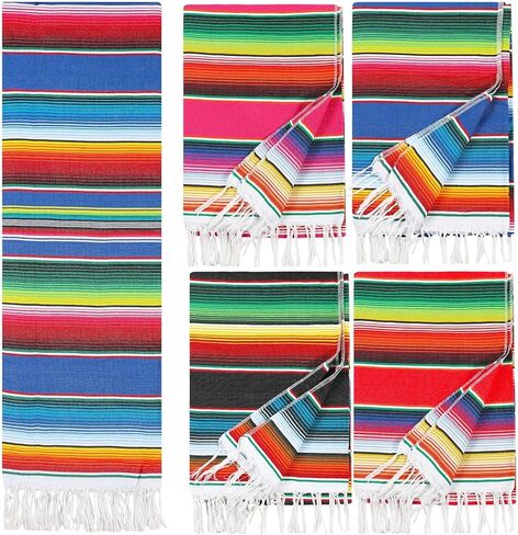 Tudomro 10 Pcs Large Mexican Blankets Bulk, Mexican Striped Throw Blanket Colorful Authentic Serape Blanket Mexican Beach Blanket Yoga Blanket Picnic Blanket for Home Office Outdoor Car Park Camping in Saudi Arabia