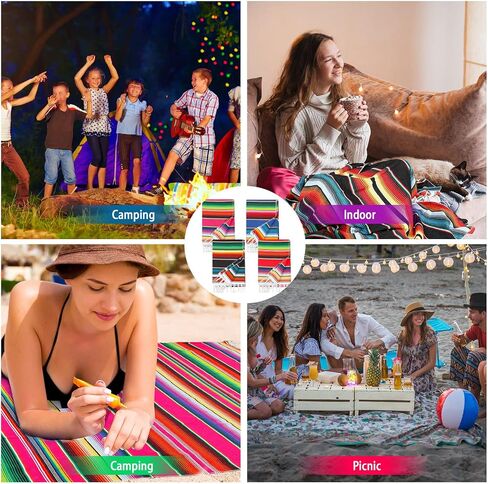 Tudomro 10 Pcs Large Mexican Blankets Bulk, Mexican Striped Throw Blanket Colorful Authentic Serape Blanket Mexican Beach Blanket Yoga Blanket Picnic Blanket for Home Office Outdoor Car Park Camping in Saudi Arabia