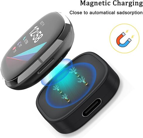 USB C Charger Adapter for Fitbit Versa 3/Versa 4/Sense/Sense 2/, Portable USB C Charging Dock for Travel Compatible with Fitbit Sense 1/2, Versa 3/4 Smartwatch Accessory in Saudi Arabia