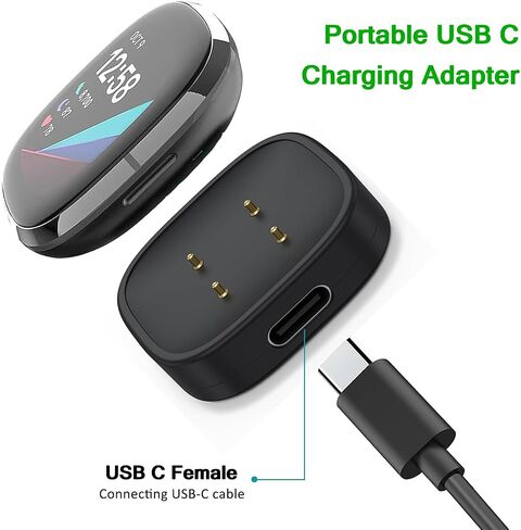 USB C Charger Adapter for Fitbit Versa 3/Versa 4/Sense/Sense 2/, Portable USB C Charging Dock for Travel Compatible with Fitbit Sense 1/2, Versa 3/4 Smartwatch Accessory in Saudi Arabia