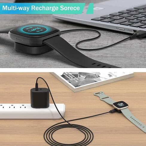 USB C Charger Adapter for Fitbit Versa 3/Versa 4/Sense/Sense 2/, Portable USB C Charging Dock for Travel Compatible with Fitbit Sense 1/2, Versa 3/4 Smartwatch Accessory in Saudi Arabia