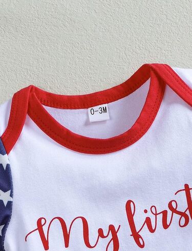 KIDLAGA 4th of July Newborn Infant Baby Boy Outfits Independence Day Short Sleeve Cotton Romper One-piece Jumpsuit in Kuwait