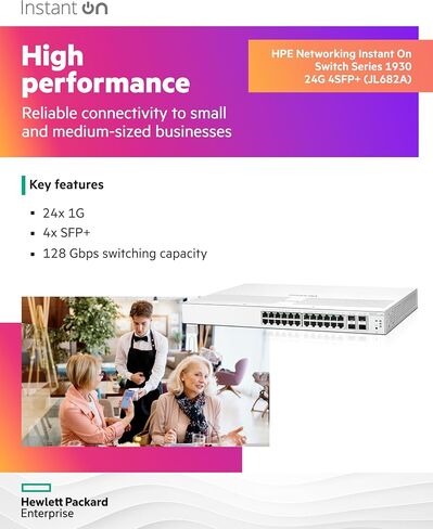 HPE Networking Instant On Switch Series 1930 24-Port Gb Smart-Managed Layer 2+ Ethernet Switch | 24x 1G | 4X SFP+ | UK Cord (JL682A#Acc) in Saudi Arabia
