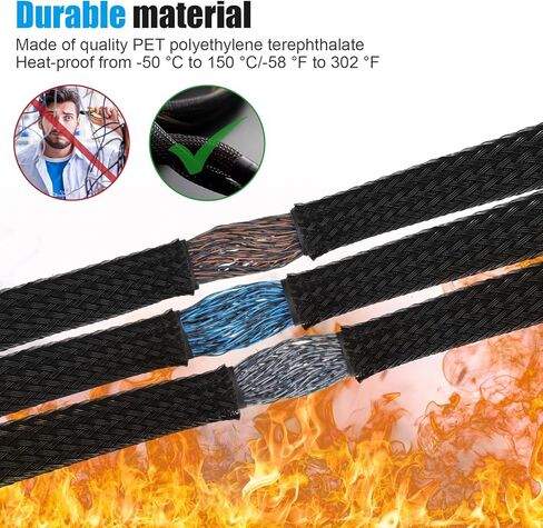 Pangda 300ft - 1/4 Inch Expandable Braided Cable Sleeve with 60 Pcs Heat Shrink Tubing, PET Wire Sleeve Wrap Kit for Cord Management, Electrical Cable Protection, Home Theater, Office, PC in Saudi Arabia