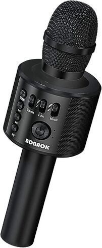 BONAOK Wireless Bluetooth Karaoke Microphone,3-in-1 Portable Handheld Karaoke Mic Speaker Machine Home Party Birthday for All Smartphones PC(Q37 Rose Gold) in Saudi Arabia