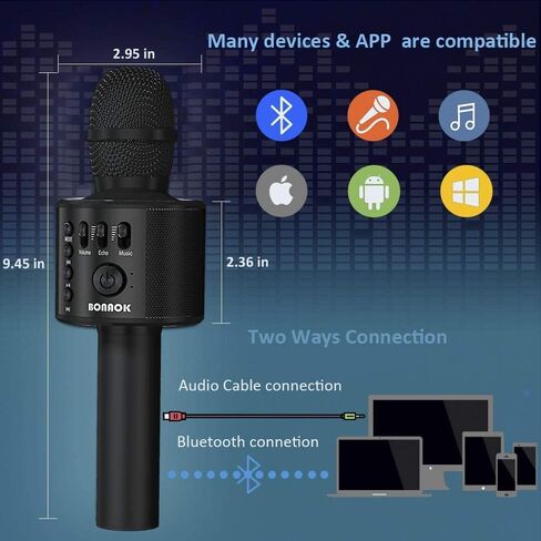 BONAOK Wireless Bluetooth Karaoke Microphone,3-in-1 Portable Handheld Karaoke Mic Speaker Machine Home Party Birthday for All Smartphones PC(Q37 Rose Gold) in Saudi Arabia