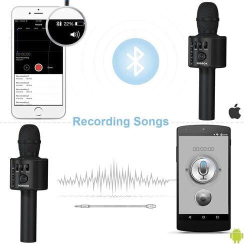 BONAOK Wireless Bluetooth Karaoke Microphone,3-in-1 Portable Handheld Karaoke Mic Speaker Machine Home Party Birthday for All Smartphones PC(Q37 Rose Gold) in Saudi Arabia