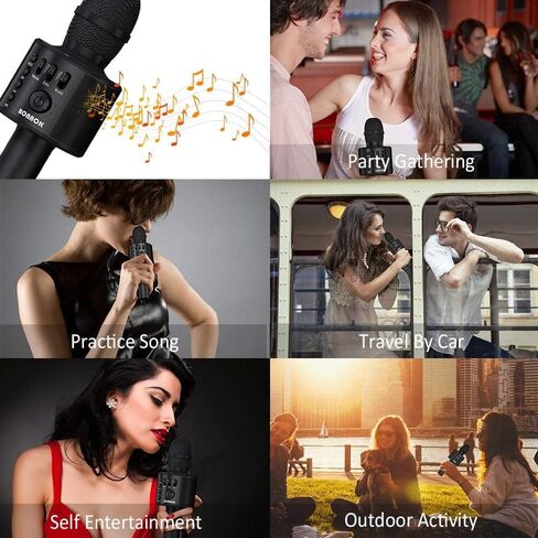 BONAOK Wireless Bluetooth Karaoke Microphone,3-in-1 Portable Handheld Karaoke Mic Speaker Machine Home Party Birthday for All Smartphones PC(Q37 Rose Gold) in Saudi Arabia