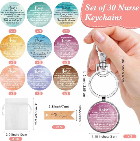 Bucherry 30 Sets Appreciation Nurse Keychains for Women with Thank You Tags Motivational Nurse Gifts in Bulk Nursing Gifts for Women Medical Assistants CNA Students Practitioner Graduation in Saudi Arabia