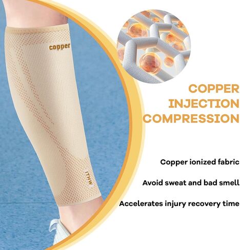 Copper Calf Compression Sleeves for Men Women, Shin Splint Relief, Grip in Saudi Arabia
