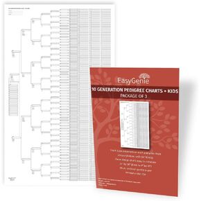 10 Generation Blank Pedigree Charts (Package of 3) | Archival Quality Genealogy Charts for Ancestry
