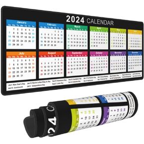 Calendar 2024 Gaming Mouse Pad Large XL Desk Mat Long Extended Keyboard Pads Big Mousepad Desktop Mat Computer Pc Laptop Home Office Decor Accessories for Work Game