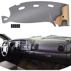 KEYOOG Dashboard Cover Dash Mat Fit for 2001-1998 Do-dge Ram 1500 2500 3500 (for Left Hand Drive),Car Dash Board Mat Anti-Glare Carpet,Non-Slip Pad Sunshield Protector (Grey)
