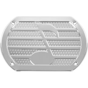 KC9952 Vintage Speaker Cover with Music Note Design for 6x9, Chrome Metal, 1 Pack