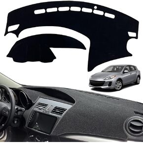 Dashboard Dash Board Cover Mat Pad Carpet Non-Slip Custom Compatible with Mazda 3 2010 2011 2012 2013 Protector Sunshield (Black Trim)