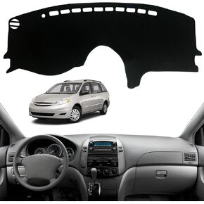 Dashboard Dash Board Cover Mat Pad Carpet Non-Slip Custom Compatible with Toyota Sienna 2004 2005 2006 2007 2008 2009 2010 Protector Sunshield (Black Trim)