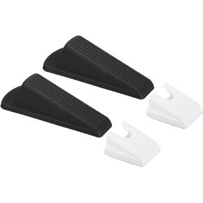 PATIKIL 2 Pcs Door Stoppers, Door Stop Doorstop Rubber Door Stopper Wedge Large Door Wedge Sturdy with Storage Box for Bottom of Door Floor Inside, Black