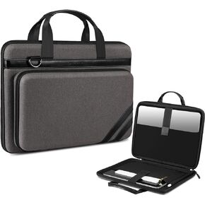 FINPAC 11.6 Inch Chromebook Sleeve Case - Briefcase Shoulder Bag with Tablet Pocket and Accessory Pouch for Up to 11.6" Lenovo Samsung ASUS Dell Acer Microsoft HP Tablet Laptop, Gray