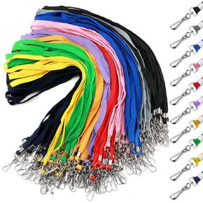 50 Pcs Color Lanyards Flat Lanyards for ID Badges Assorted Colors Badge Lanyards with Swivel J Hook Clip for Office Worker, Student, Teacher
