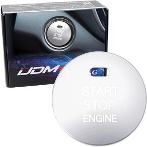 iJDMTOY Racing Sports Inspired Blue Aluminum Keyless Engine Push Start Button Cover Trim Compatible with Hyundai Sonata Elantra Kia Optima