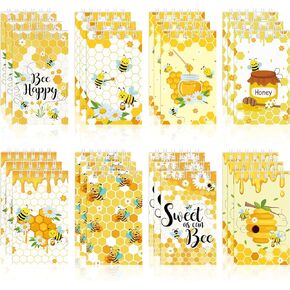 24 Pieces Mini Bee Themed Notebook Bee Party Favors Honeybee Spiral Pocket Notepads Cute Bee Small Journal Pocket Notebook for Kids Bee Themed Birthday Party Classroom Rewards Supplies