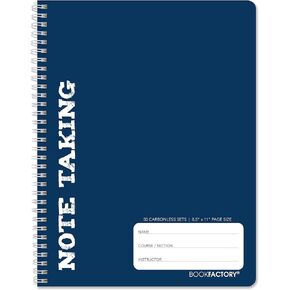 BookFactory Note Taking Notebook/Student Note Taker Carbonless Notebook, 50 Sets of 6" x 9" Pages - 100 Sheets Total - [Wire-O Bound] (LOG-050-69CW-PP-D(NoteTaking))